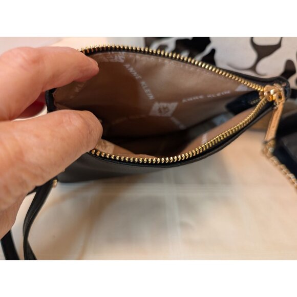 Anne Klein Canvas Tote Bag Patent Leather Handles Rope Trim W/ Accessory Pouches - Picture 4 of 16